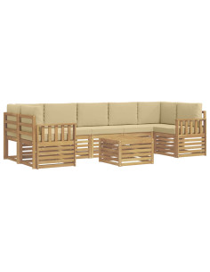 Set di divani da esterno 8 pcs Bianco e Beige Poliestere 2