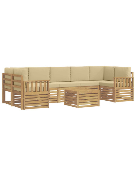 Set di divani da esterno 8 pcs Bianco e Beige Poliestere