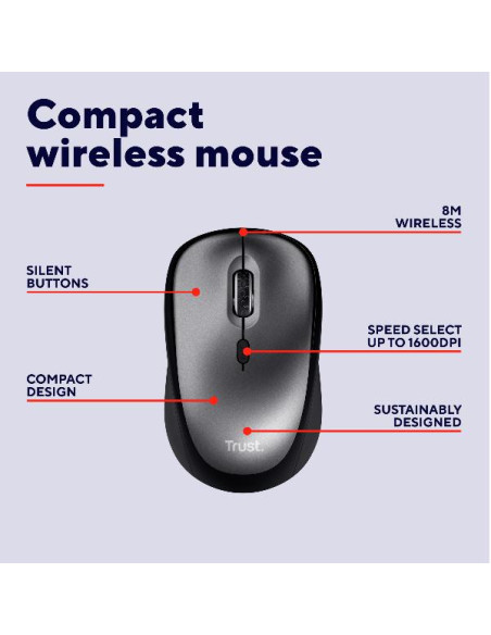 YVI+ WIRELESS MOUSE ECO BLACK