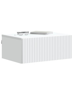 Mobiletto da notte a muro con cassetto Bianco 49 x 34,5 x 20 cm 2