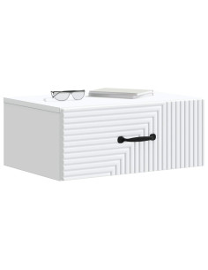 Mobiletto da notte a muro con cassetto Bianco 49 x 34,5 x 20 cm 2