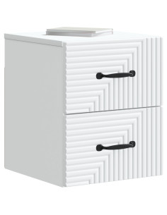 Mobiletto da notte a muro con cassetto Bianco 34,5 x 33 x 40 cm 2