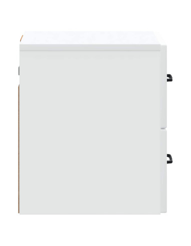 Mobiletto da notte a muro con cassetto Bianco 34,5 x 33 x 40 cm