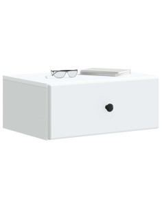 Mobiletto da notte a muro con cassetto Bianco 49 x 34,5 x 20 cm 2