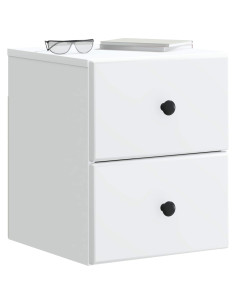 Mobiletto da notte a muro con cassetto Bianco 34,5 x 33 x 40 cm 2