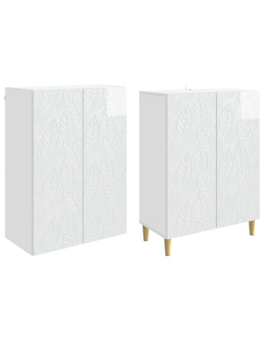 Set di armadi 2 pcs Bianco Lucido Legno ingegnerizzato