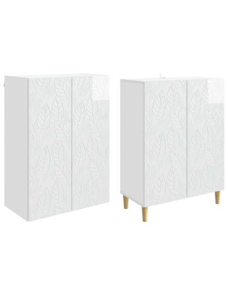 Set di armadi 2 pcs Bianco Lucido Legno ingegnerizzato