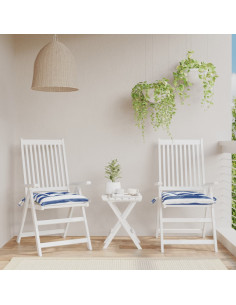 Cuscini per Sedia 2pz Strisce Bianche e Blu 40x40x7 cm Tessuto