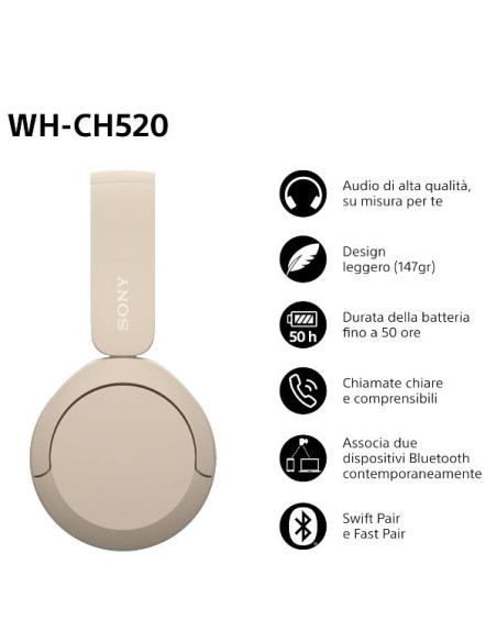 WH-CH520 CUFFIE ONEAR TRUEWIRELESS