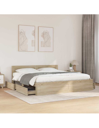 Struttura del letto 2 pcs Sonoma 193 x 203 cm Legno multistrato