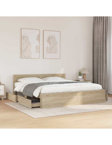 Struttura del letto 2 pcs Sonoma 193 x 203 cm Legno multistrato