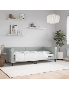 Letto da Giorno Grigio Chiaro 100x190 cm in Velluto
