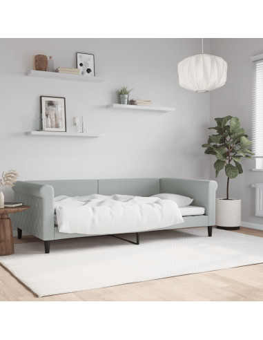 Letto da Giorno Grigio Chiaro 100x190 cm in Velluto