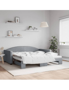 Divano Letto con Letto Estraibile Grigio Chiaro 100x190 Tessuto