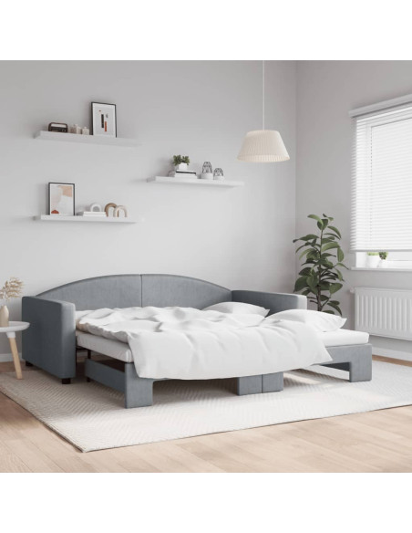 Divano Letto con Letto Estraibile Grigio Chiaro 100x190 Tessuto