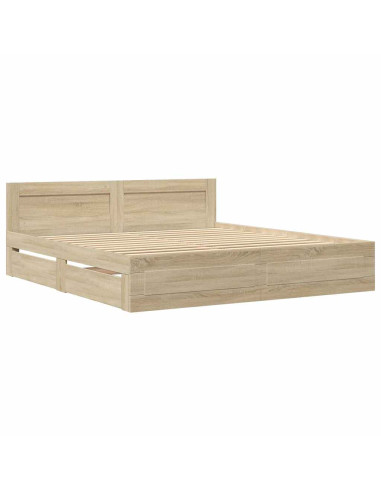 Struttura del letto 2 pcs Sonoma 193 x 203 cm Legno multistrato
