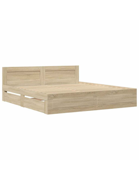 Struttura del letto 2 pcs Sonoma 193 x 203 cm Legno multistrato