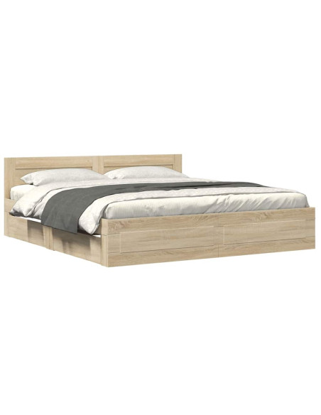 Struttura del letto 2 pcs Sonoma 193 x 203 cm Legno multistrato