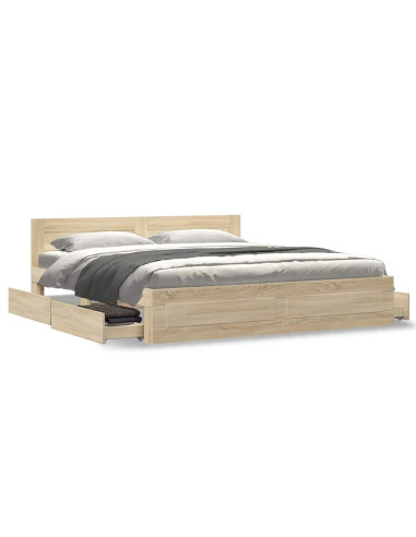 Struttura del letto 2 pcs Sonoma 193 x 203 cm Legno multistrato