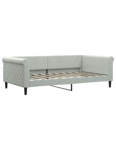 Letto da Giorno Grigio Chiaro 100x190 cm in Velluto