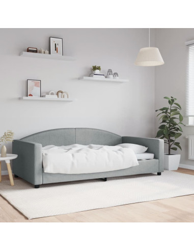 Letto da Giorno Grigio Chiaro 100x190 cm in Tessuto