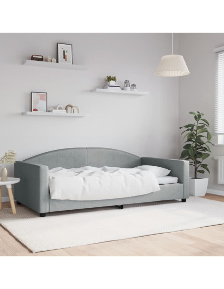 Letto da Giorno Grigio Chiaro 100x190 cm in Tessuto