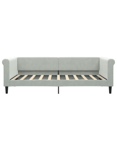 Letto da Giorno Grigio Chiaro 100x190 cm in Velluto