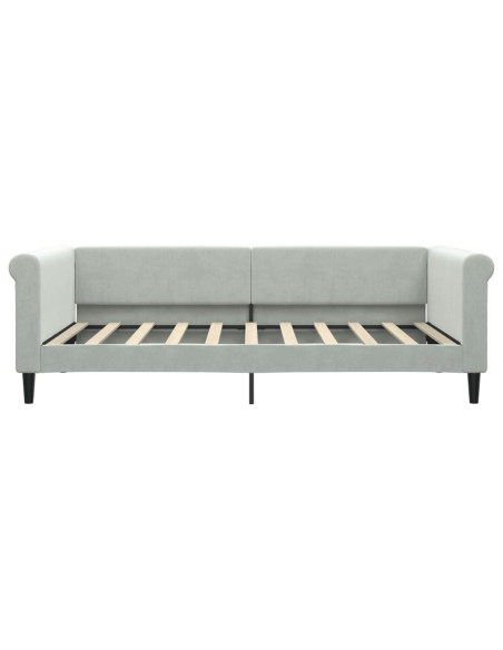 Letto da Giorno Grigio Chiaro 100x190 cm in Velluto