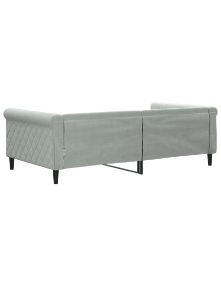 Letto da Giorno Grigio Chiaro 100x190 cm in Velluto