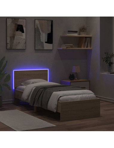 Letto con LED Rovere Sonoma 80 x 200 cm Legno ingegnerizzato