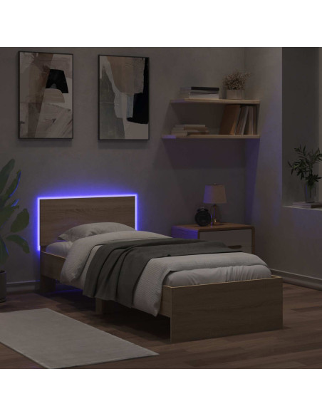 Letto con LED Rovere Sonoma 80 x 200 cm Legno ingegnerizzato