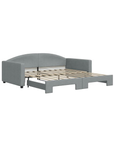 Divano Letto con Letto Estraibile Grigio Chiaro 100x190 Tessuto 2