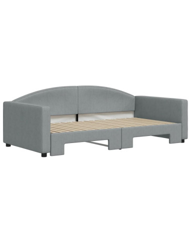 Divano Letto con Letto Estraibile Grigio Chiaro 100x190 Tessuto