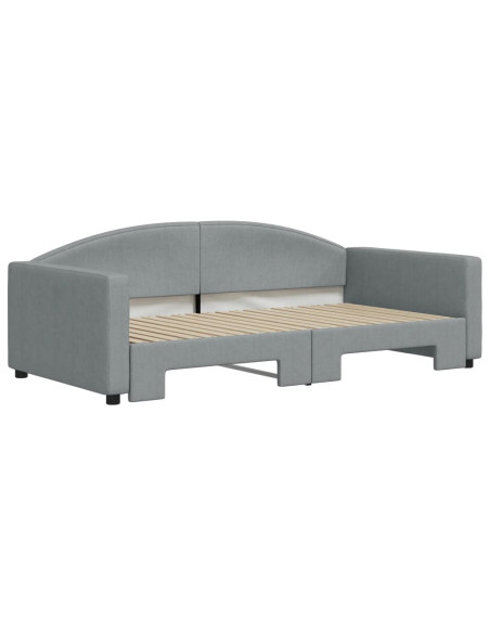 Divano Letto con Letto Estraibile Grigio Chiaro 100x190 Tessuto