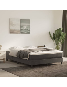 Materasso a Molle Insacchettate Rigidità Media Grigio Scuro 137x190x20 cm in Velluto