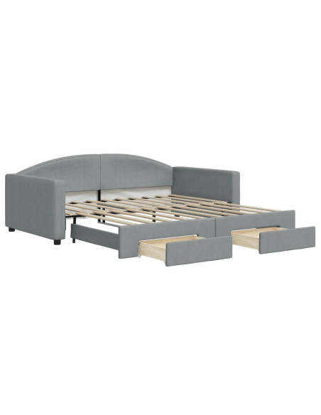 Divano Letto Estraibile Cassetti Grigio Chiaro 100x190 Tessuto