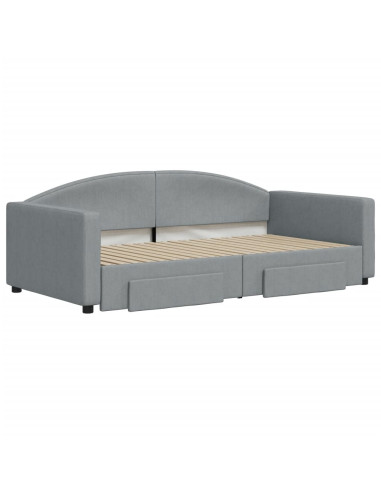 Divano Letto Estraibile Cassetti Grigio Chiaro 100x190 Tessuto