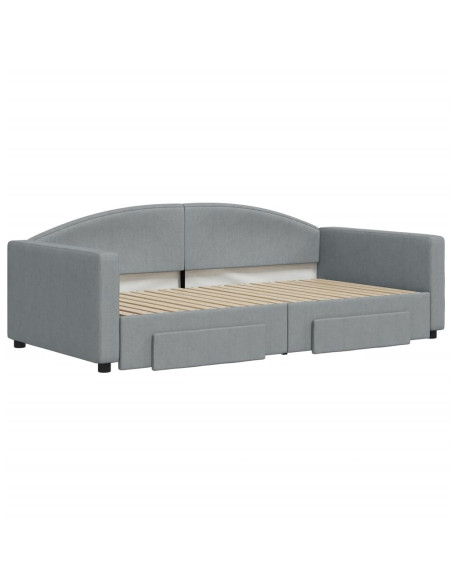 Divano Letto Estraibile Cassetti Grigio Chiaro 100x190 Tessuto