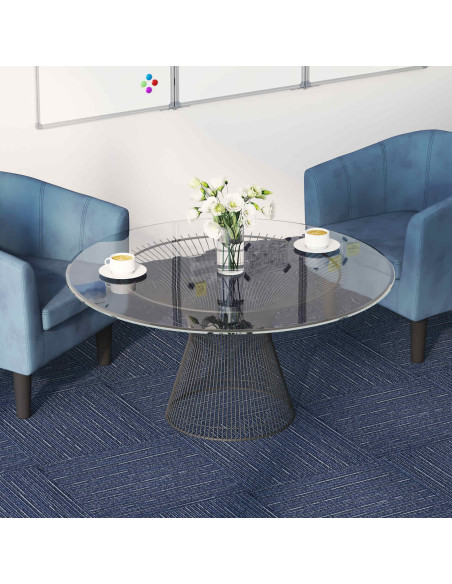 Piastrella per Tappeto Strisce Blu 50 x 50 cm 4 pcs PP e Bitume