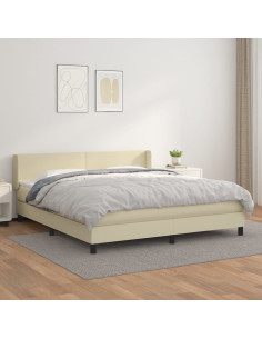 Giroletto a Molle con Materasso Crema 160x200 cm in Similpelle
