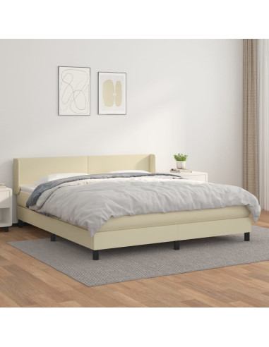 Giroletto a Molle con Materasso Crema 160x200 cm in Similpelle