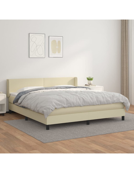 Giroletto a Molle con Materasso Crema 160x200 cm in Similpelle