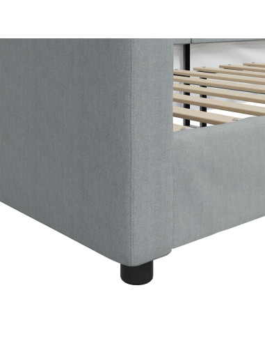 Letto da Giorno Grigio Chiaro 100x190 cm in Tessuto