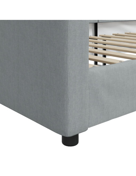 Letto da Giorno Grigio Chiaro 100x190 cm in Tessuto