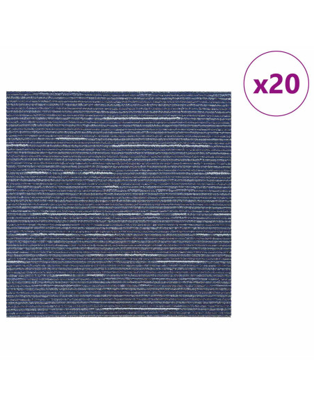 Piastrella per Tappeto Strisce Blu 50 x 50 cm 20 pcs