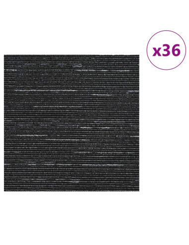 Piastrella per Tappeto Strisce Nere 50 x 50 cm 36 pcs
