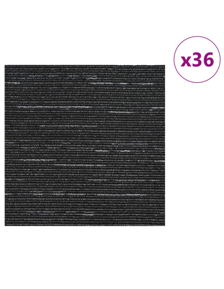 Piastrella per Tappeto Strisce Nere 50 x 50 cm 36 pcs