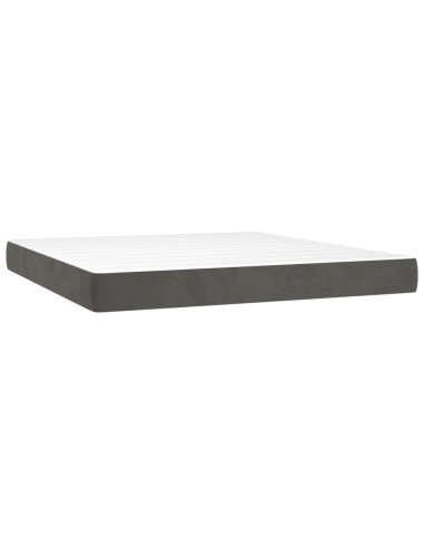 Materasso a Molle Insacchettate Rigidità Media Grigio Scuro 152x203x20 cm Queen in Velluto