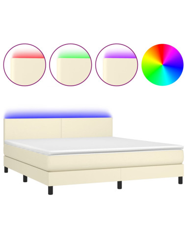 Giroletto a Molle con Materasso e LED Crema 160x200 cm