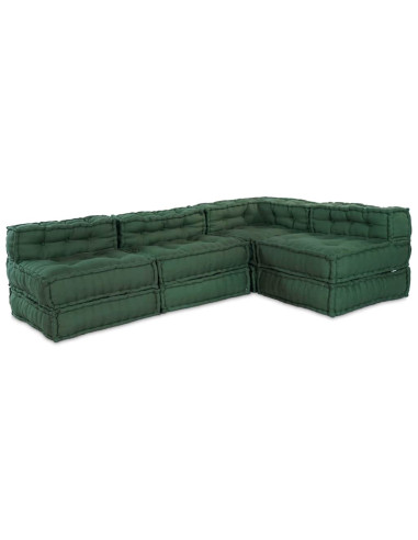 Unità di Divano Modulare 4 pcs Verde Tessuto